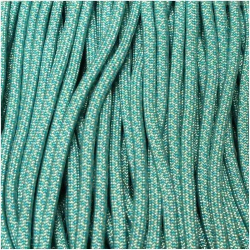 550 Paracord Cream with Turquoise Diamonds Made in the USA Nylon/Nylon (100 FT.) - Paracord Galaxy
