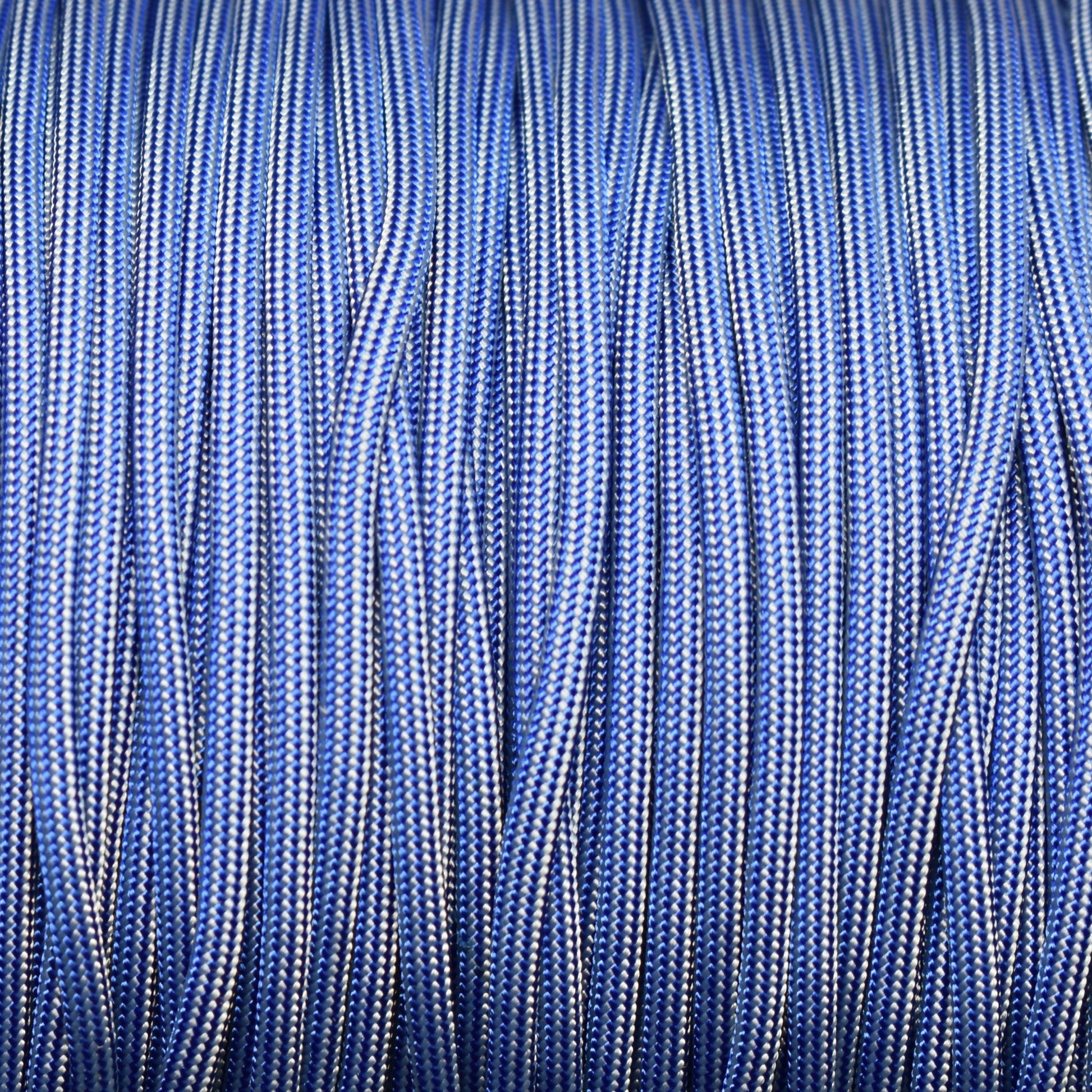 550 Paracord Electric Blue and Silver Stripes Made in the USA Nylon/Nylon (1000 FT.) - Paracord Galaxy