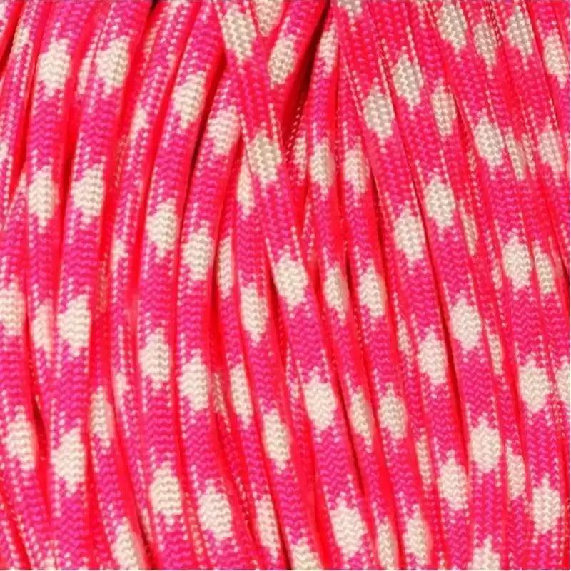 550 Paracord Fashionista (Neon Pink and White) Made in the USA Nylon/Nylon (100 FT.) - Paracord Galaxy