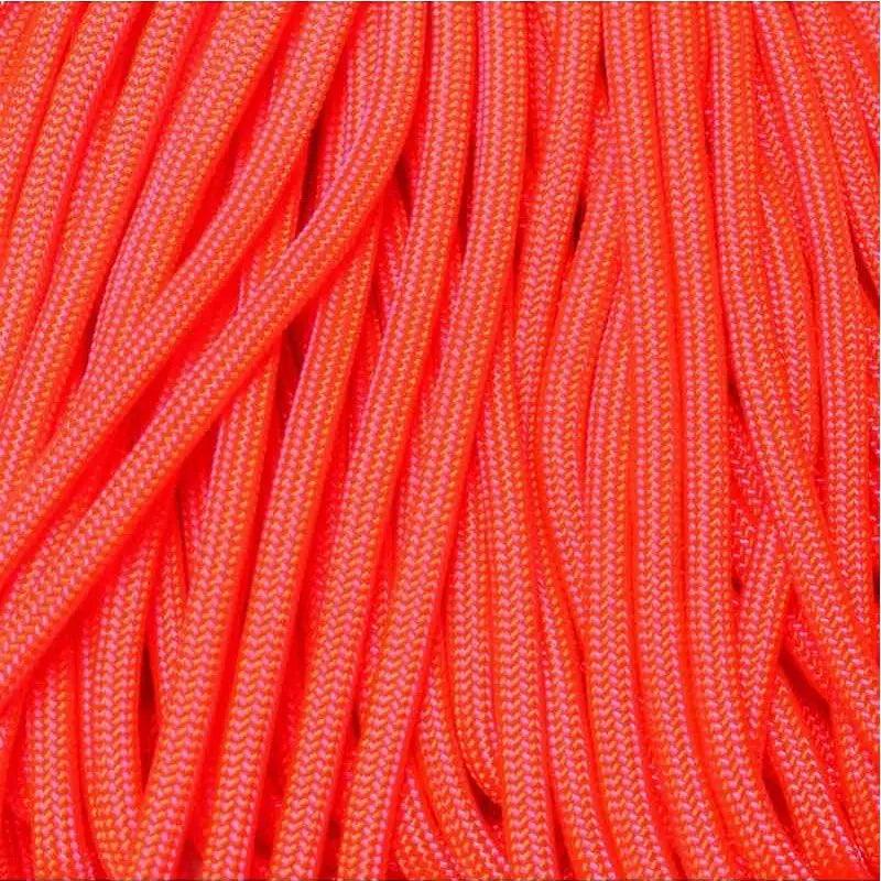 550 Paracord Hang Ten (Neon Orange and Neon Pink) Made in the USA Nylon/Nylon (100 FT.) - Paracord Galaxy