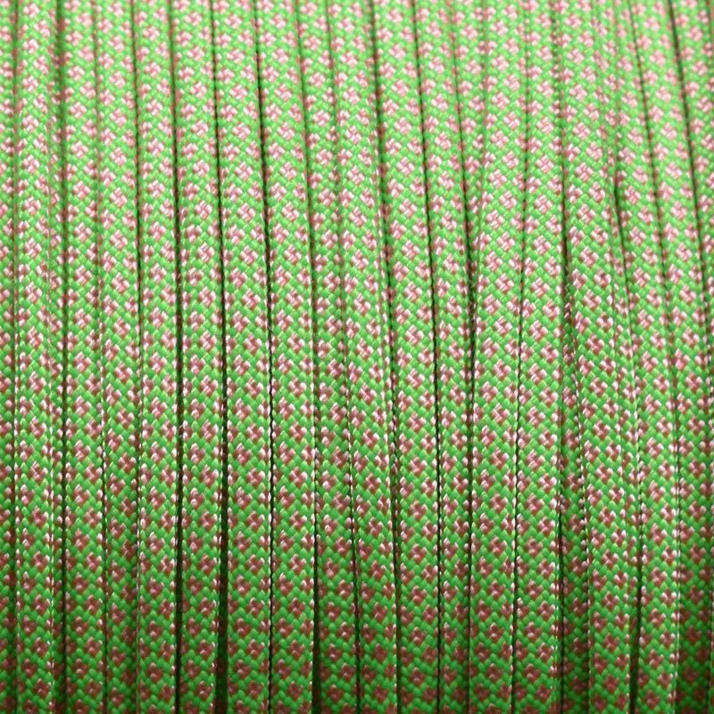 550 Paracord Neon Green with Rose Pink Diamonds Made in the USA Nylon/Nylon (1000 FT.) - Paracord Galaxy