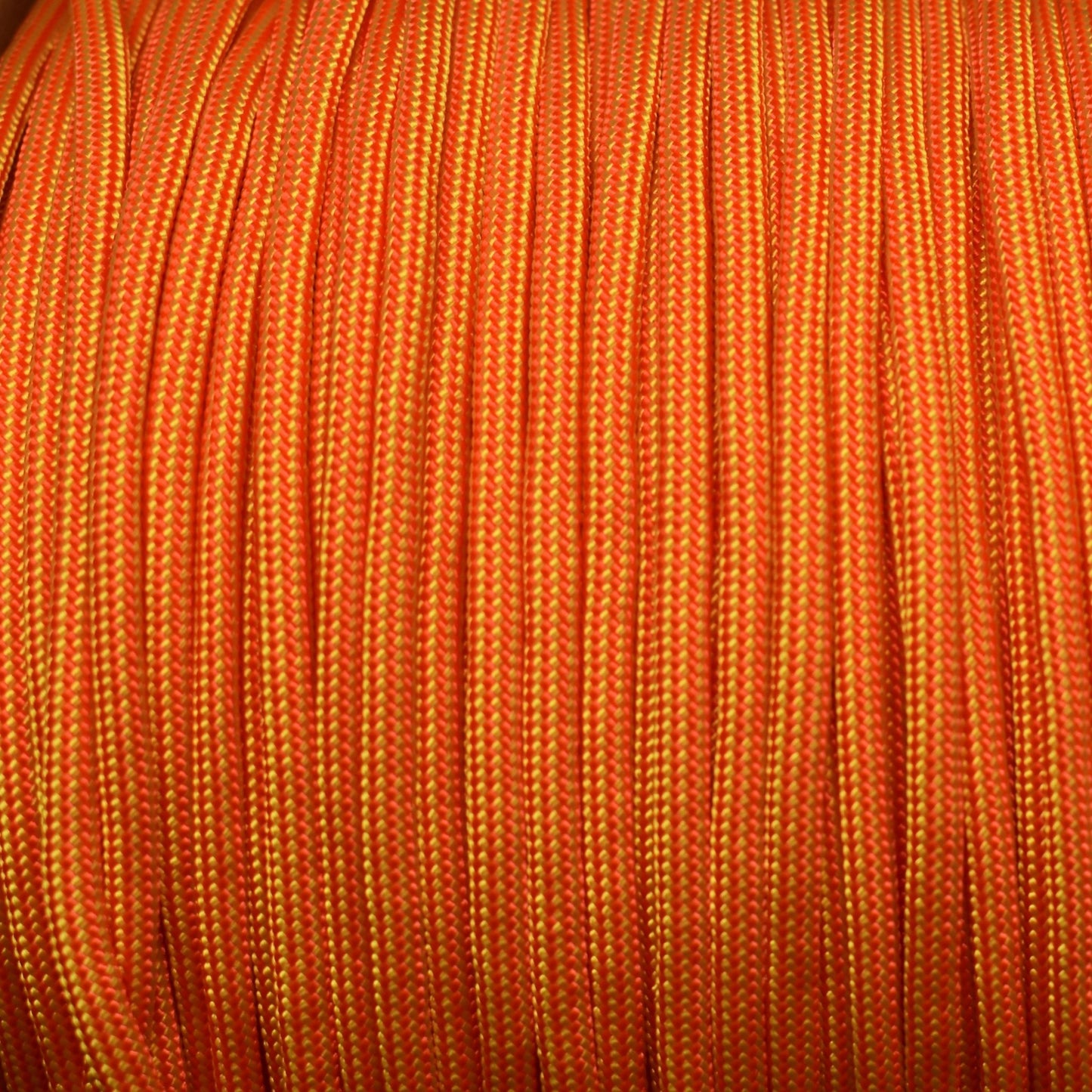 550 Paracord Neon Orange and Neon Yellow Stripes Made in the USA Nylon/Nylon (1000 FT.) - Paracord Galaxy