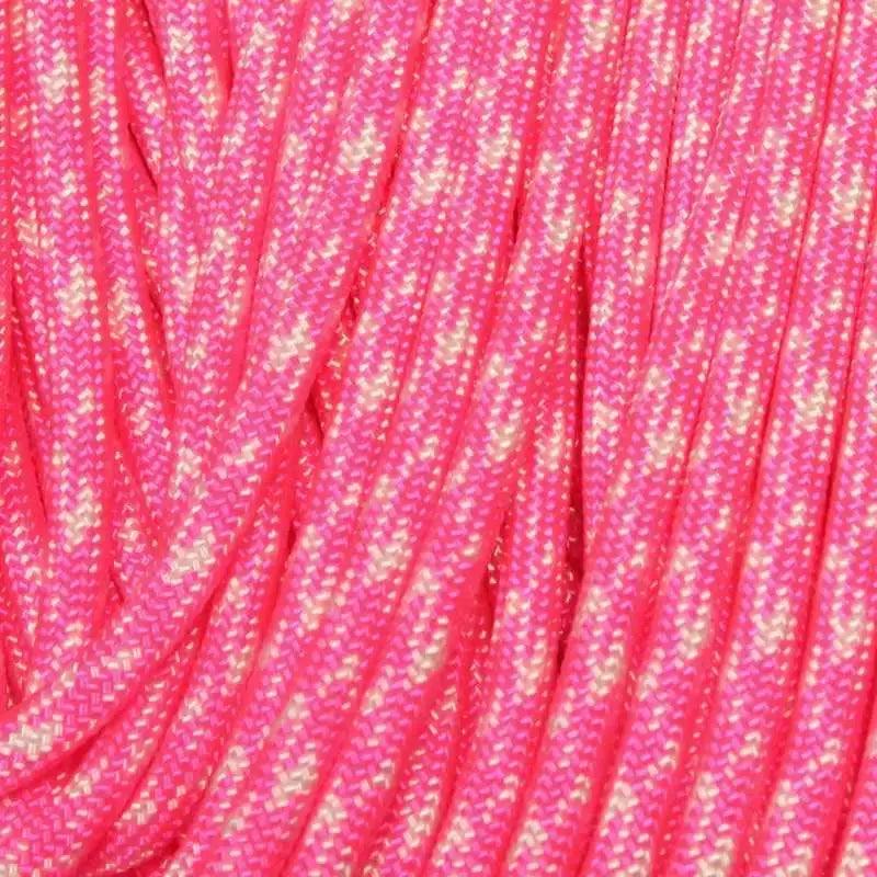 550 Paracord Neon Pink and White Camo Made in the USA Nylon/Nylon (100 FT.) - Paracord Galaxy