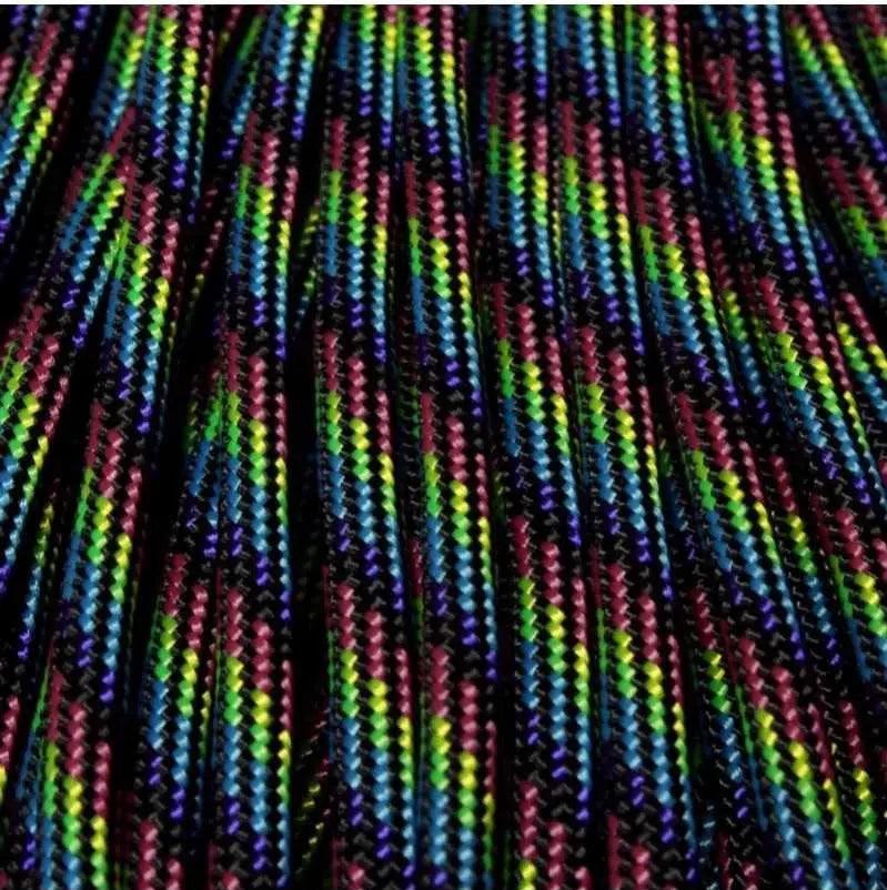 550 Paracord Neon Stripes (Rainbow) Made in the USA Nylon/Nylon (100 FT.) - Paracord Galaxy