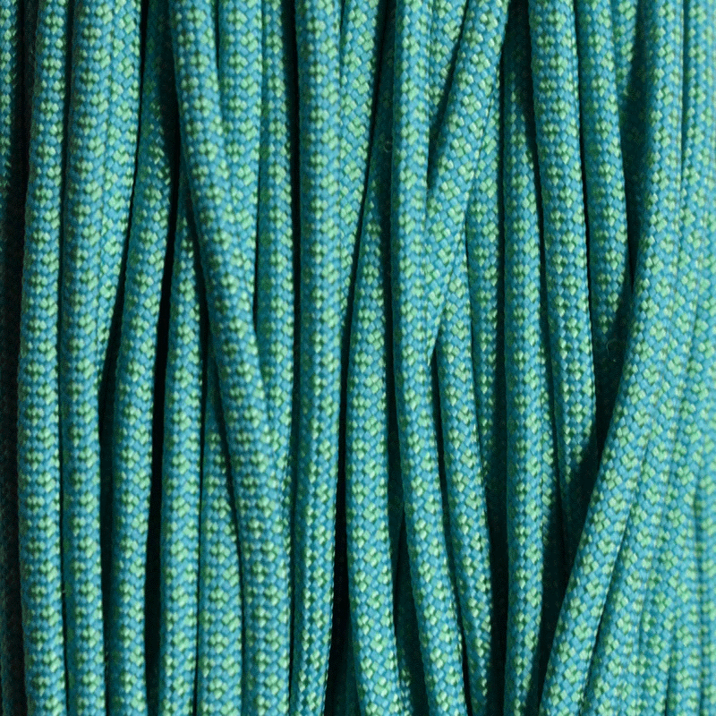 550 Paracord Neon Turquoise with Mint Diamonds (Sly) Made in the USA Nylon/Nylon (100 FT.) - Paracord Galaxy