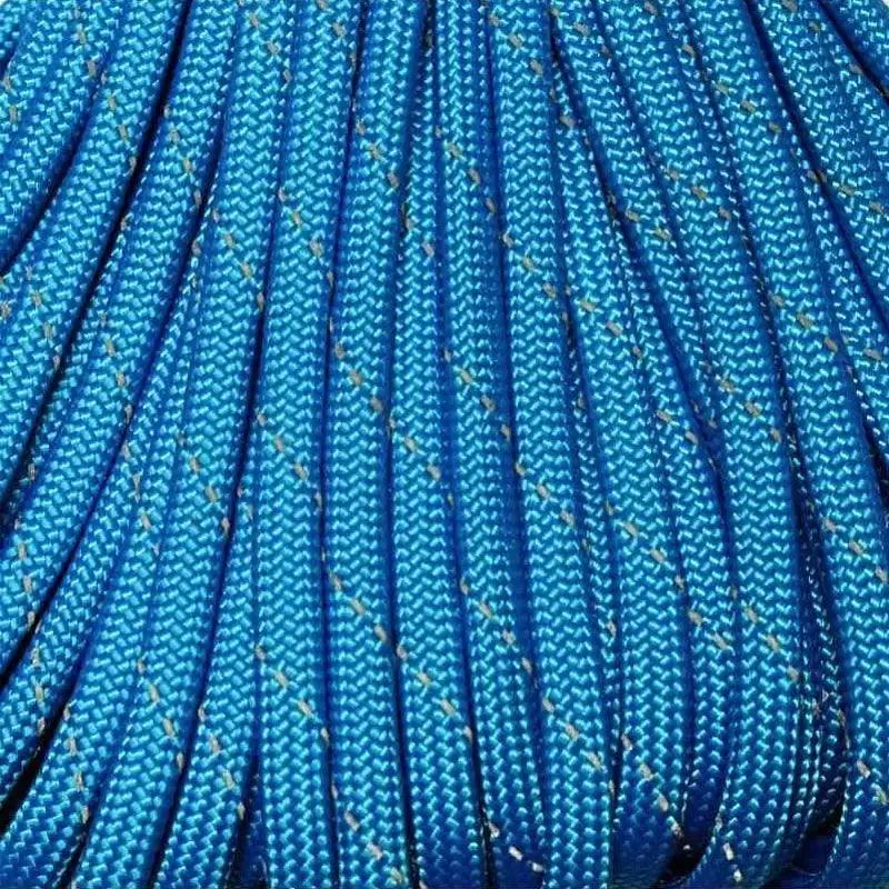 550 Paracord Reflective Blue Made in the USA Polyester/Nylon (100 FT.) - Paracord Galaxy
