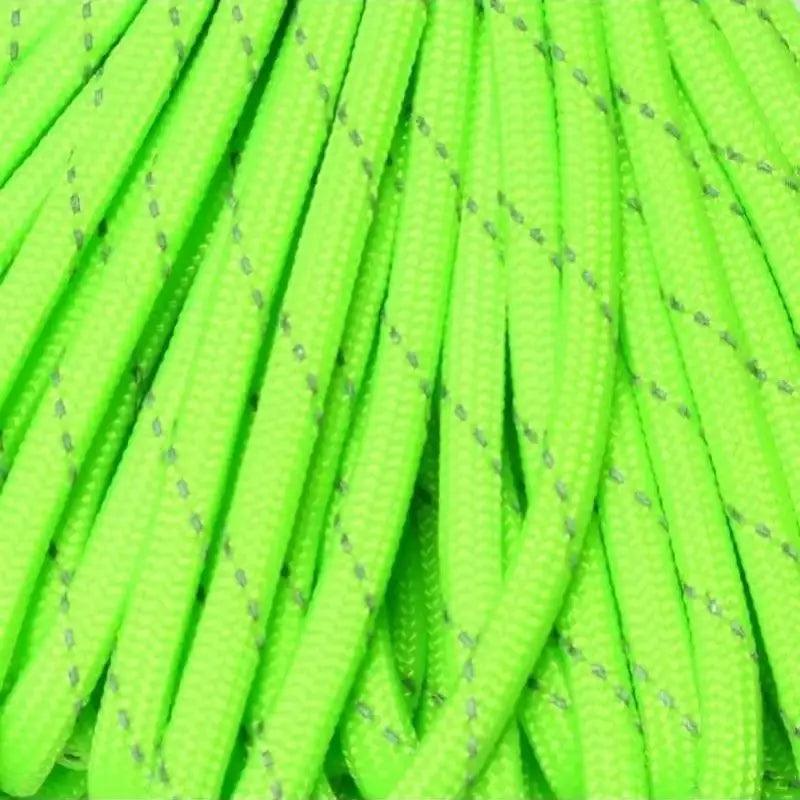 550 Paracord Reflective Neon Green Made in the USA Polyester/Nylon (50 FT.) - Paracord Galaxy