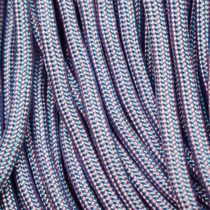 550 Paracord Rose Pink and Baby Blue Stripes Made in the USA Nylon/Nylon (100 FT.) - Paracord Galaxy