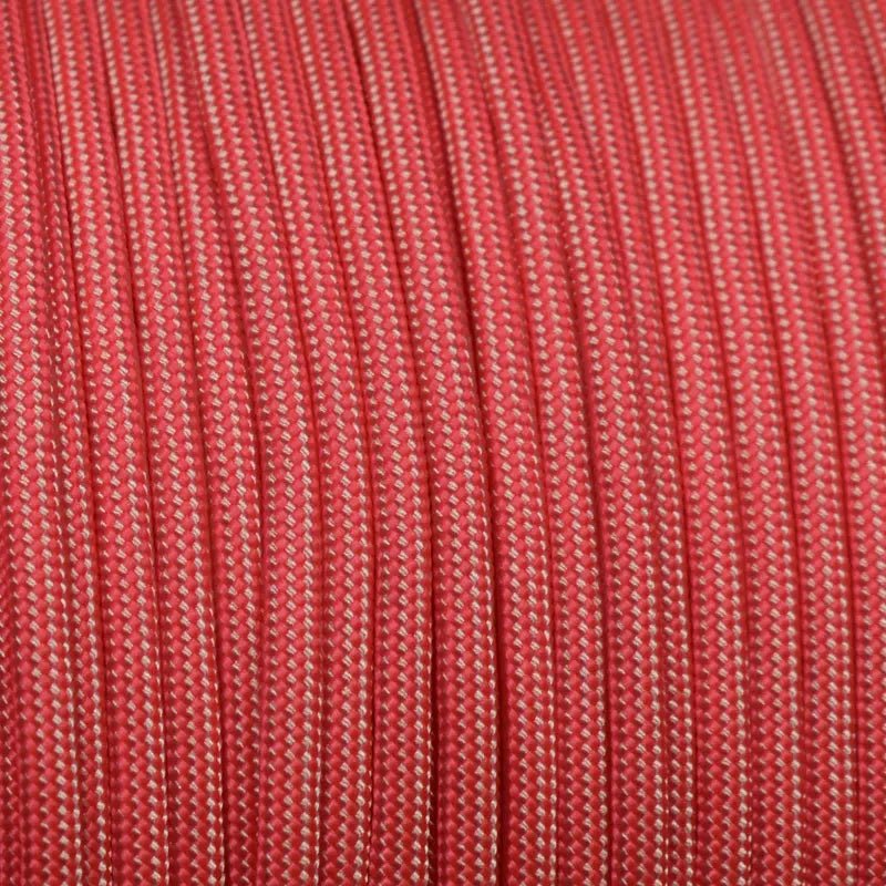 550 Paracord Salmon and White Stripes Made in the USA Nylon/Nylon (1000 FT.) - Paracord Galaxy