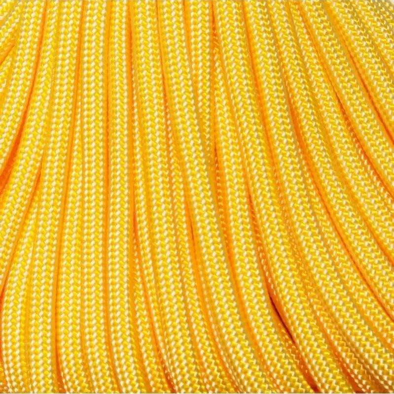 550 Paracord Yellow and White Made in the USA Polyester/Nylon (100 FT.) - Paracord Galaxy