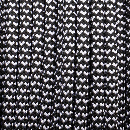 550 Paracord Hearts-Black with White Made in the USA Nylon/Nylon (100 ft)
