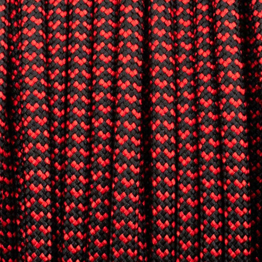550 Paracord Hearts-Bllack with Imperial Red Made in the USA Nylon/Nylon (100 ft)
