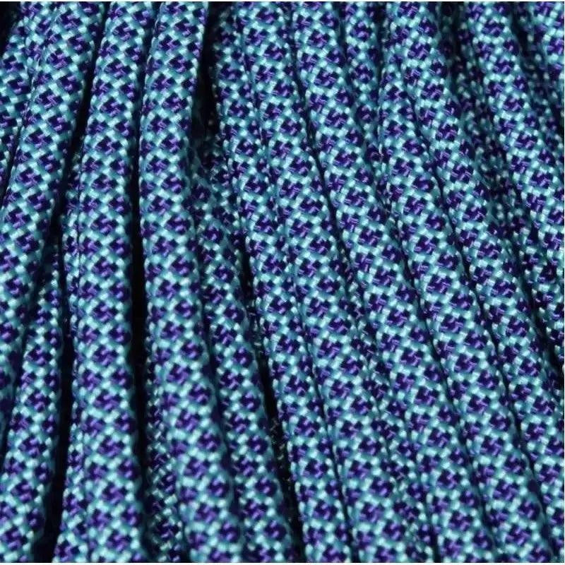 550 Paracord Turquoise with Acid Purple Diamonds Made in the USA Nylon/Nylon (100 ft)