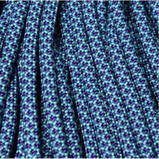 550 Paracord Turquoise with Acid Purple Diamonds Made in the USA Nylon/Nylon (100 ft)