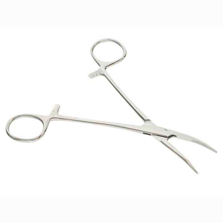 5 1/2" Curved Nose Stainless Steel Gold Locking Forceps (1 Pack)