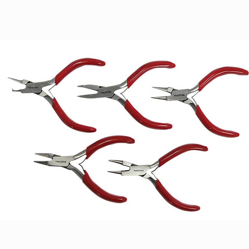 5 Pcs 3" Dipped Handle Leaf Spring Professional Mini Jewelry Plier set.