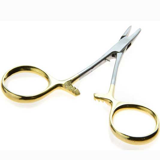 5" Straight Nose SS/Gold Webster Needle Holder (Smooth Jaw) Locking Forceps (1 Pack)