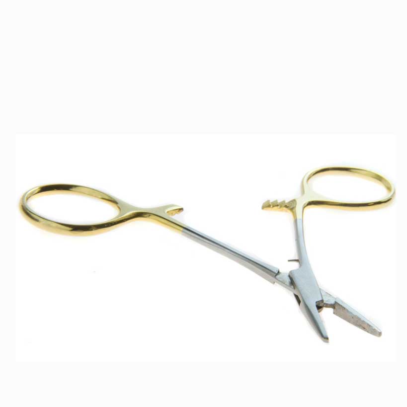 5" Straight Nose SS/Gold Webster Needle Holder (Smooth Jaw) Locking Forceps (1 Pack)