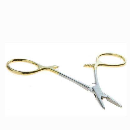 5" Straight Nose SS/Gold Webster Needle Holder (Smooth Jaw) Locking Forceps (1 Pack)