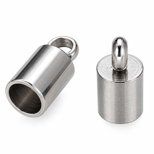 5 mm 304 Stainless Steel Glue In Cord Ends w/Loop (10 Pack) 280-