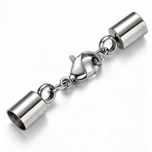5 mm 304 Stainless Steel Glue In Cord Ends with Lobster Claw (2 Pack) 280-