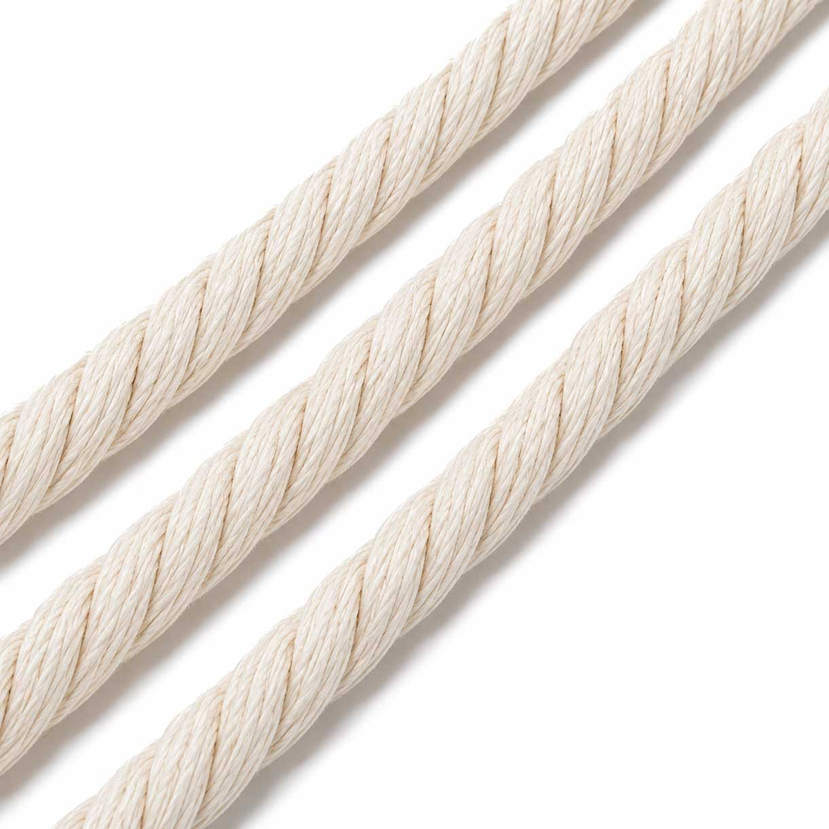 5 mm (3/16") Very Light Tan White Twisted Cotton Macrame Rope 50 m (54.5 yd) 280-