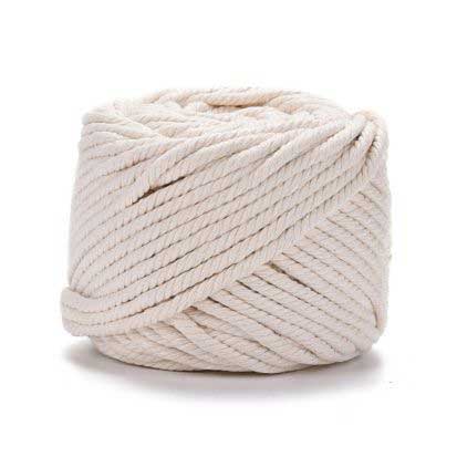 5 mm (3/16") Light Tan White Twisted Cotton Macrame Rope 50 m (54.5 yd) 280-