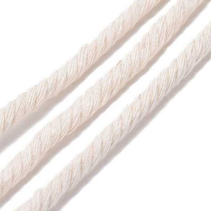 5 mm (3/16") Light Tan White Twisted Cotton Macrame Rope 50 m (54.5 yd) 280-