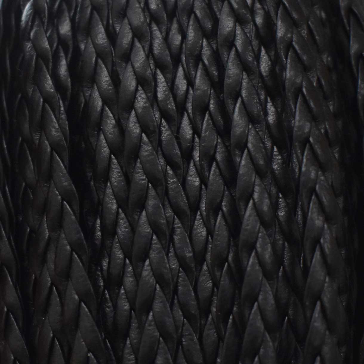 5x1.5 mm Imitation PU 3 Ply Braided Leather Black Bundle 100 m (109.3 yd)