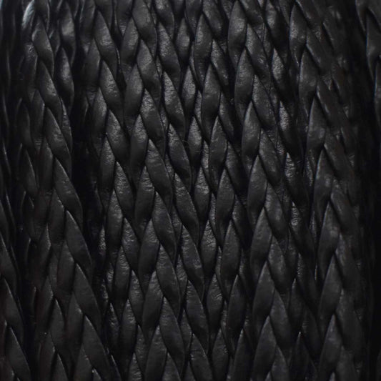 5x1.5 mm Imitation PU 3 Ply Braided Leather Black Bundle 100 m (109.3 yd)