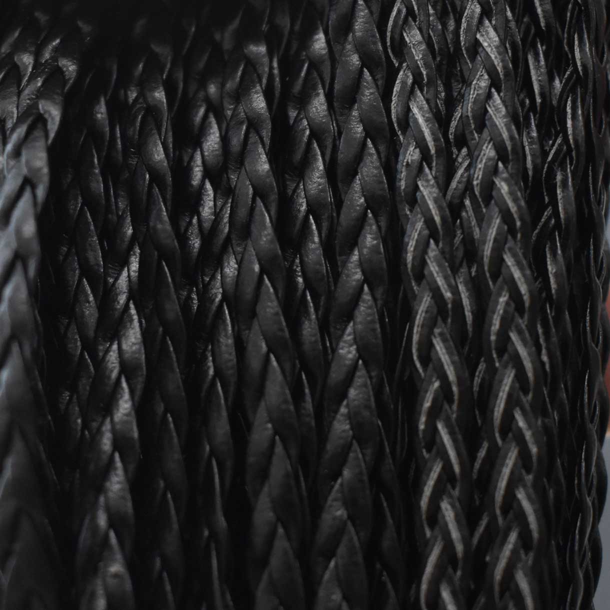5x1.5 mm Imitation PU 3 Ply Braided Leather Black Bundle 100 m (109.3 yd)