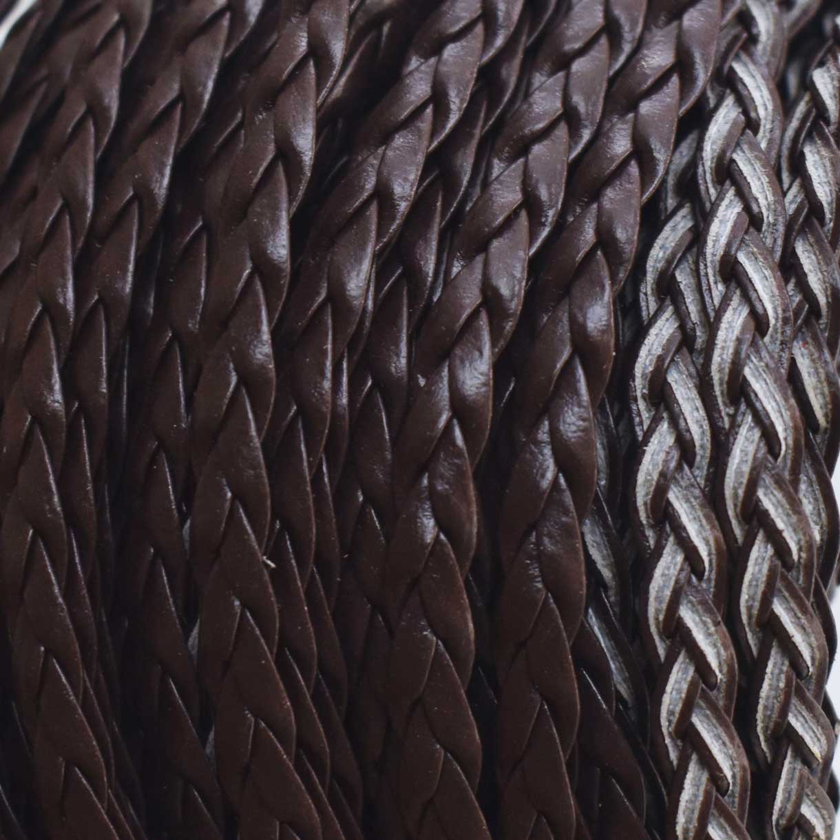 5x1.5 mm Imitation PU 3 Ply Braided Leather Coconut Brown Bundle 100 m (109.3 yd)