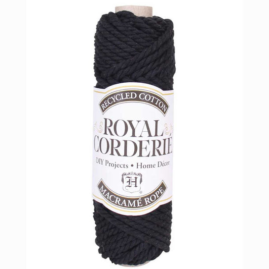 6 mm (15/64") Black Double Twist Recycled Cotton Macrame Rope 20 m (22 yds)