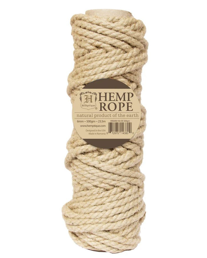 6 mm (15/64") Natural Hemp Half Kilo Cord/Rope 23.5 m (25.6 yards) - Paracord Galaxy