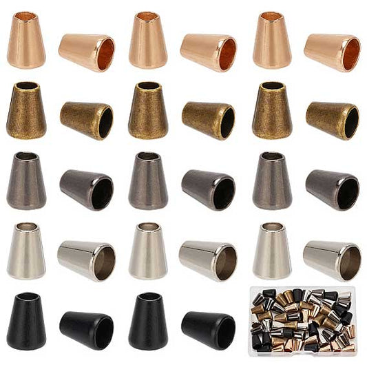 60Pcs 5 Colors Zinc Alloy Cord Ends