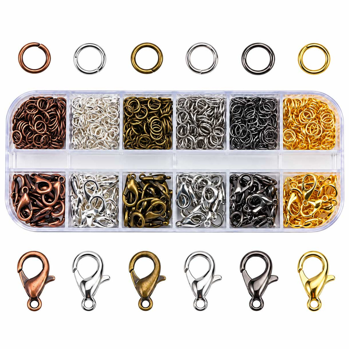 6 Color 22 Pcs/Color Alloy and Iron Lobster Claw Clasp Set 280-