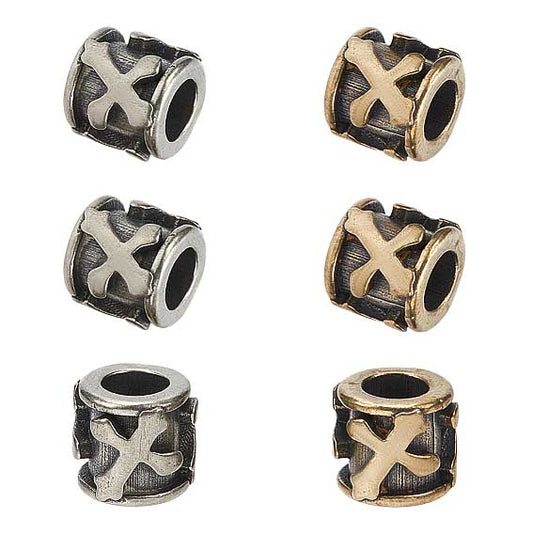 6 Pcs 2 Colors Antique Silver and Golden LG. Cross Brass Bead/Charm (6 Pack) 280-