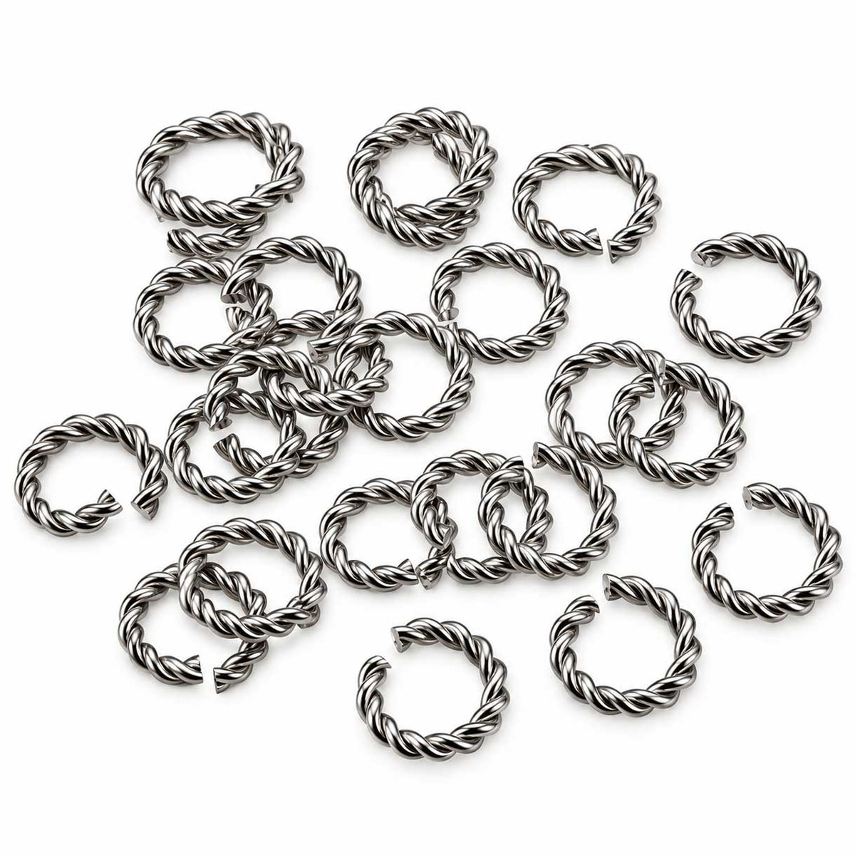 7.5 mm 304 Stainless Steel Open Twisted Jump Rings (25 Pack) 280-