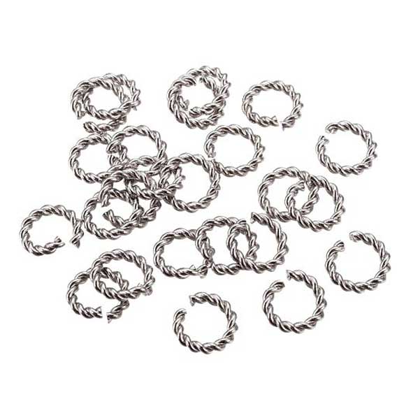 7.5mm 304 Stainless Steel Open Twisted Jump Rings (25 Pack)