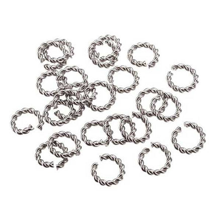 7.5mm 304 Stainless Steel Open Twisted Jump Rings (25 Pack)