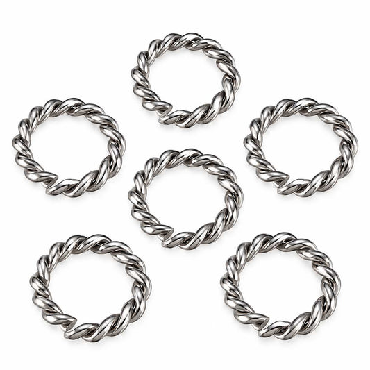 7 mm 304 Stainless Steel Open Twisted Jump Rings (25 Pack) 280-