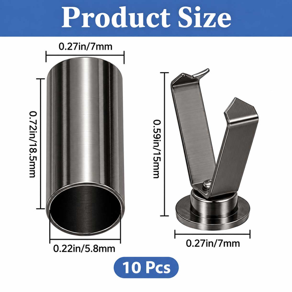 7 mm Alloy Gunmetal Detachable Cord End Lock Stoppers (10 Pack) 280-