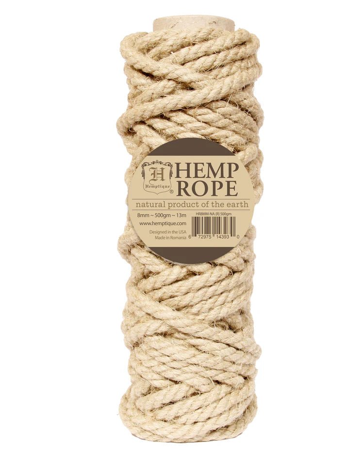 8 mm (5/16") Natural Hemp Half Kilo Cord/Rope 13 m (14.2 yards) - Paracord Galaxy