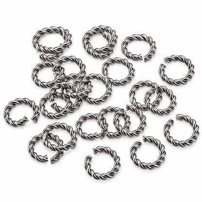 8 mm 304 Stainless Steel Open Twisted Jump Rings (25 Pack) 280-