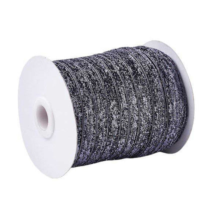 9.75mm Gray Glitter Sparkle Ribbon 50yd (45.5m)