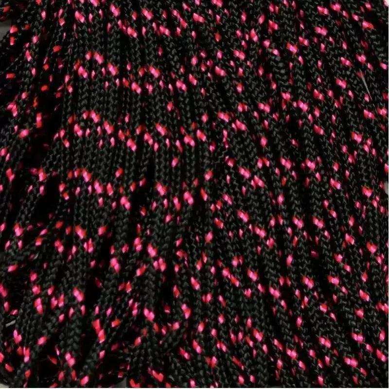 95 Paracord (Type 1) Black with Neon Pink X Made in the USA  (100 FT.)  163- nylon/nylon paracord