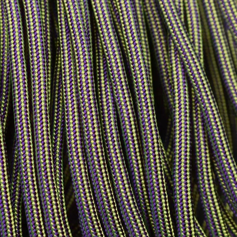 Acid Purple and Neon Yellow Stripe 550 Paracord Made in the USA (100 FT.)  163- nylon/nylon paracord