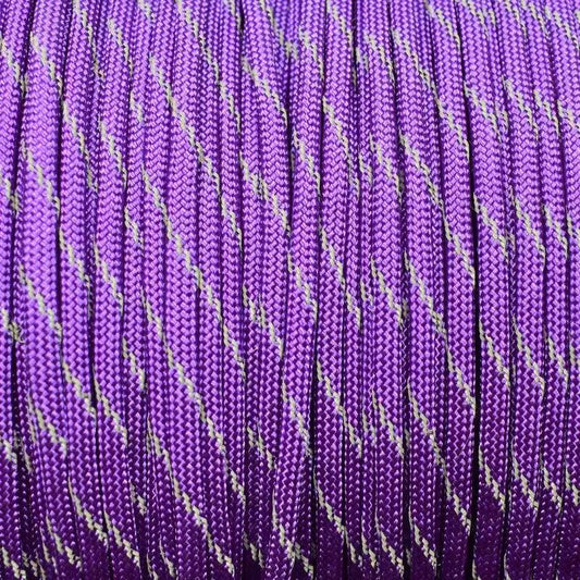 Acid Purple with 3 Reflective Tracers 550 Paracord Made in the USA  163- nylon/nylon paracord