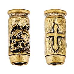 Antique  Bronze Skull/Cross Column Bead/Charm Brass (2 pack)