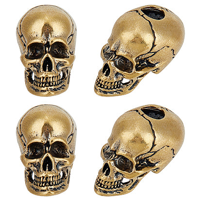 Antique Golden Broken Skull Charm/Bead Brass (4 Pack)